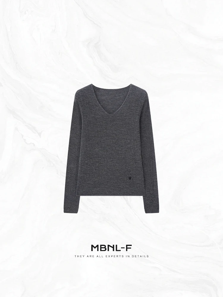 

MBNLF mat Bee 00% Merino Wool Knitted Base irt Qin Lei XMXSY6624 Women's Faion Autumn Season Knitwear