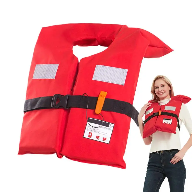 

Life Vests For Adults Boating Swim Jacket For Children Adjustable Float Jacket With Whistle For Swimming Training Lessons