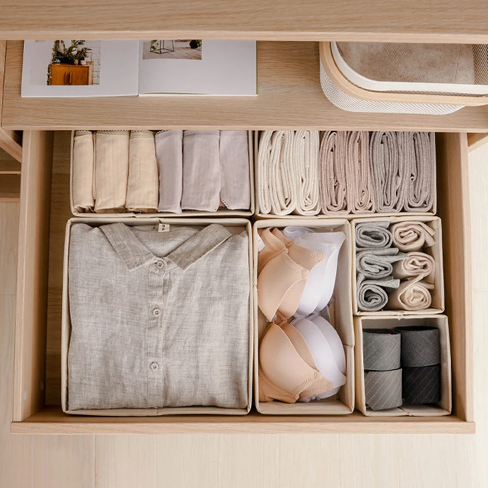 

3Pcs Soft Fabric Underwear Storage Box Container For Socks Bras Clothes Organization