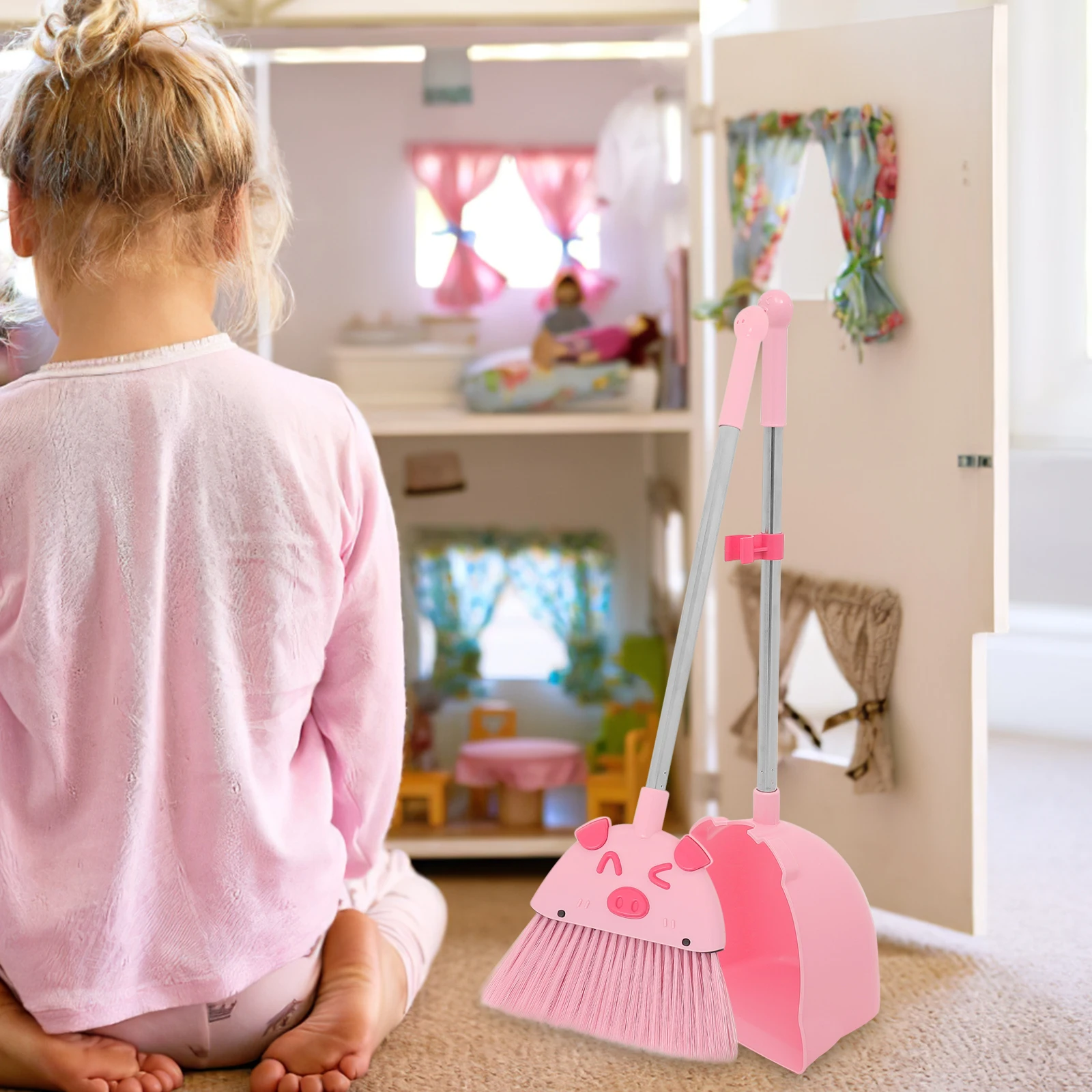 1セット1個入り キッズほうきちりとりセット 小型 かわいい 幼児用掃除道具 ごっこ遊び 家庭用掃除用品 ほうきちりとりセット