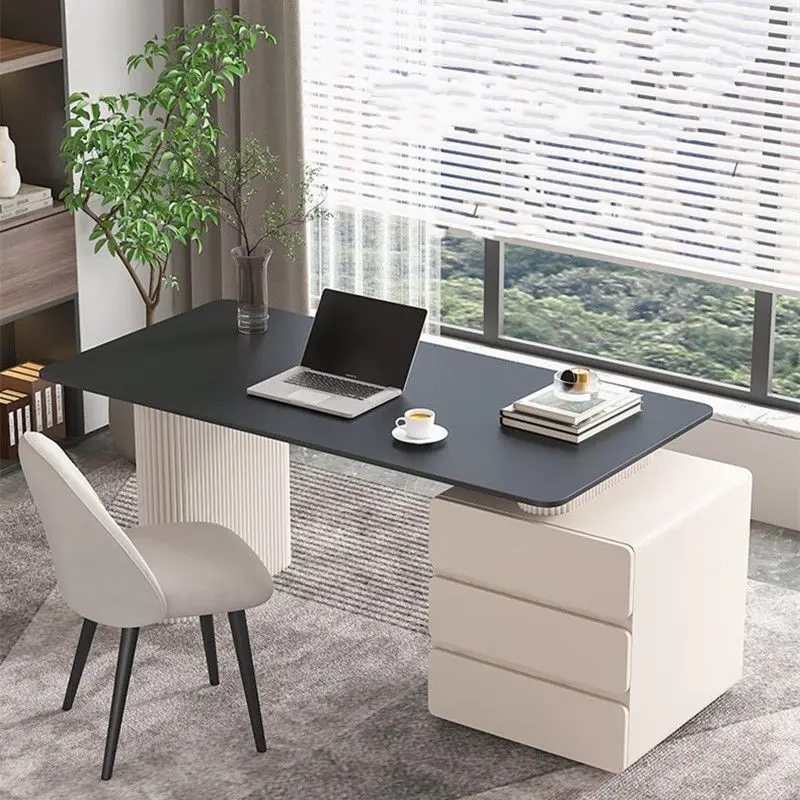 Slate desk modern simple household small apartment retractable study table with cabinet computer desk