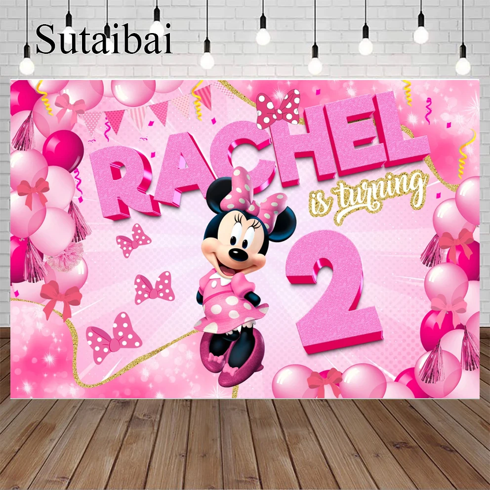 

Cartoon Vinyl Disney Mickey Mouse Party Backdrops Minnie Mouse Background Wall Cloth Baby Shower Kids Birthday Party Decoration