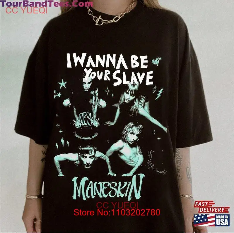 Maneskin Band Tour I Want Be Your Slave унисекс, полный размер BO225 Maneskin Band Tour I Want Be Your Slave унисекс, полный размер BO225