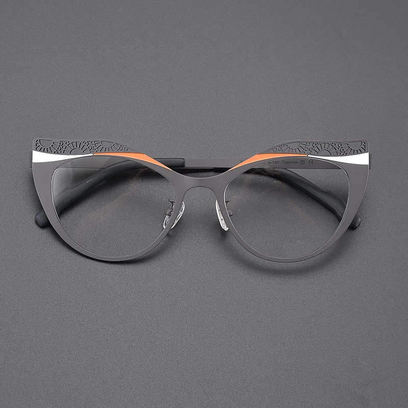 Color ultralight titanium niche glasses frame men's and women's fashion design cat-eye personality retro prescription myopia gla image 6