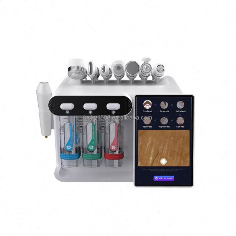 Beauty Salon Use Multifunction 8 in 1 Hydrodermabrasion Oxygen Jet Facial Aqua Peeling Rejuvenation Machine with Skin Analyzer