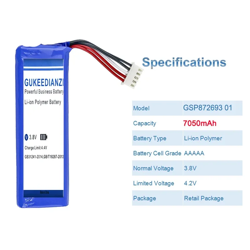 Flip4 GSP872693(GSP872693 01) Speaker Battery For JBL Flip 4, Flip 4 Special Edition flip4 7050mAh High Capacity
