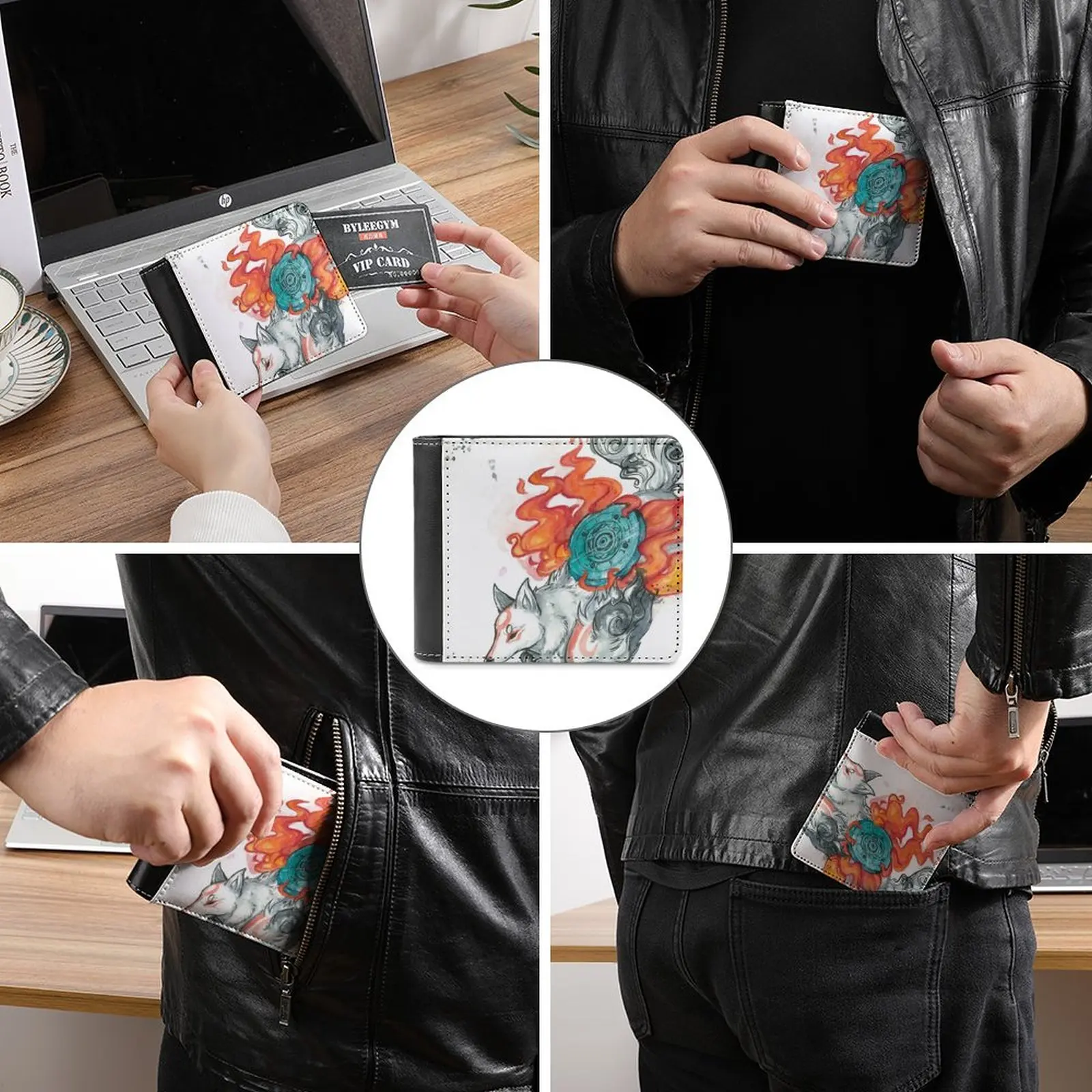 The Ball Leather Wallet Men Classic Black Purse Credit Card Holder Fashion Men's Wallet Colorful Fairies Forest Magic