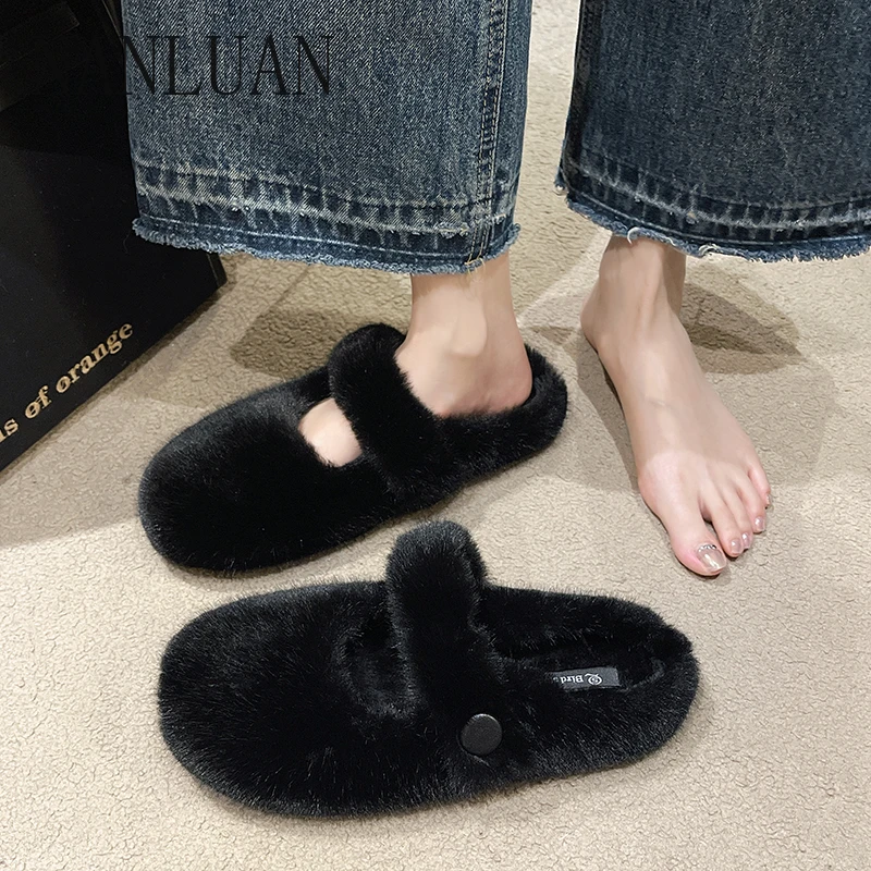 

2024 Boutique Autumn and Winter Fashionable Women's Slippers New Furry Women's Shoes High Quality Outdoor Fashion Slippers