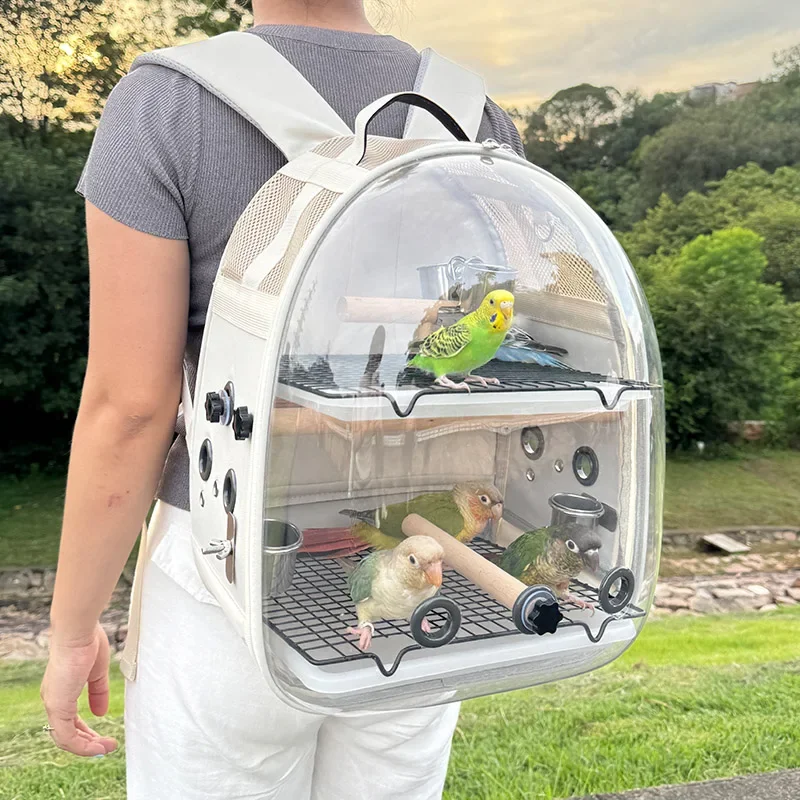 Double-layer large parrot outing bag, luxury bird backpack, multiple small sun monks, special cage for cockatoos