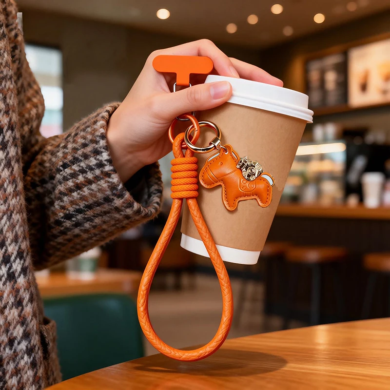 Luxury Leather Pony Lanyard Cell Phone For iPhone Samsung XiaoMi Motorola Wrist Hand Phone Chain Key Strap