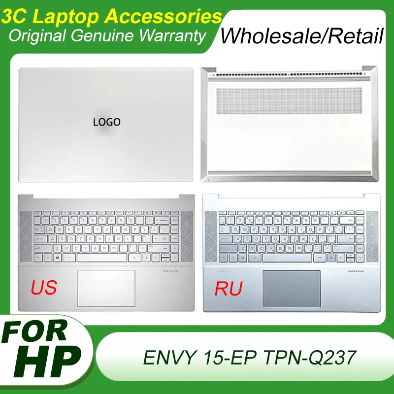 Original Laptop Case for HP ENVY 15-EP TPN-Q237 LCD Back Cover US/RU Keyboard Pamlrest Bottom Base Case Top Case English Russian