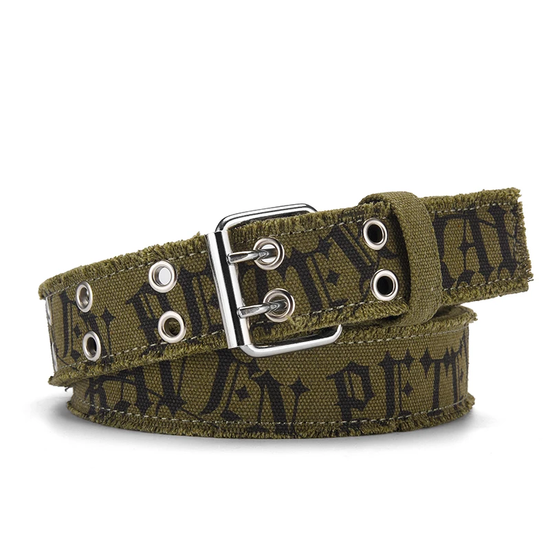 Classic Man Knitted Canvas Tactical Belt For Men High Quality Fashion Print Strap More Color To Choose