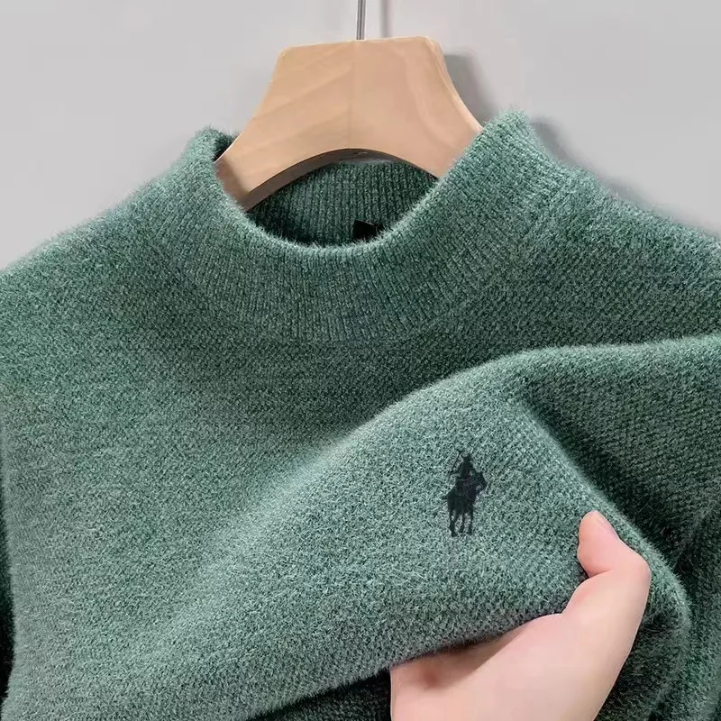 

Luxury Brand Velvet Warm Round Neck Sweater Men's Winter Fashion Casual Paul High-end Embroidered Wool Knitted Pullover Sweater
