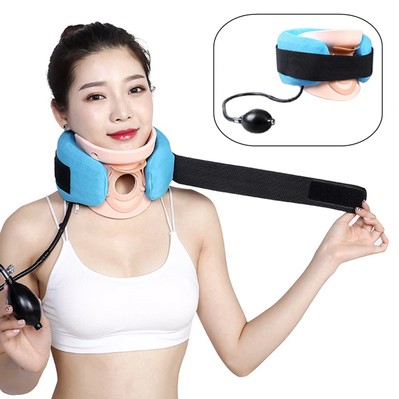 Neck Traction Inflatable Removable Stretcher Cervical Brace Medical Orthopedic Collar Pain Relief Correction Fixation Tractor