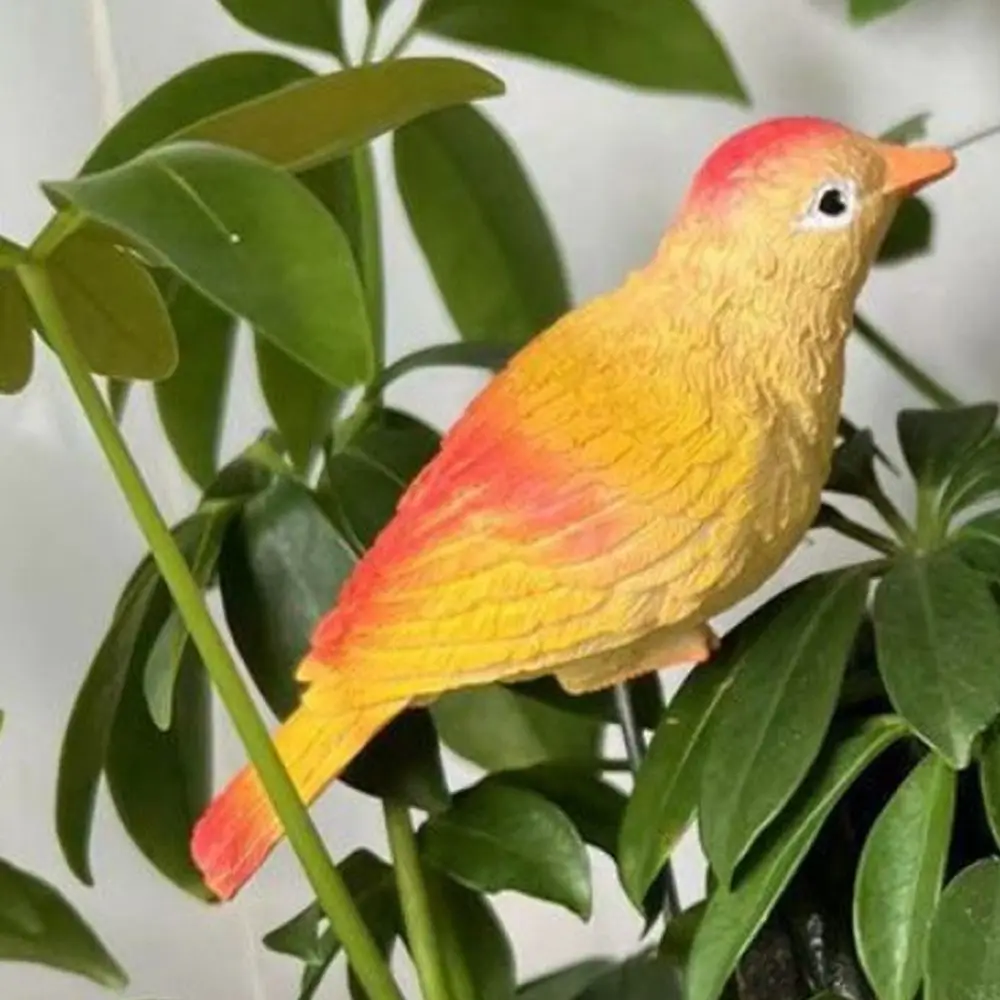 2Pcs Cute Garden Bird Decorative Stakes Resin Crafts Lifelike Simulation Birds Figurine Weatherproof Mini Bird Sculpture