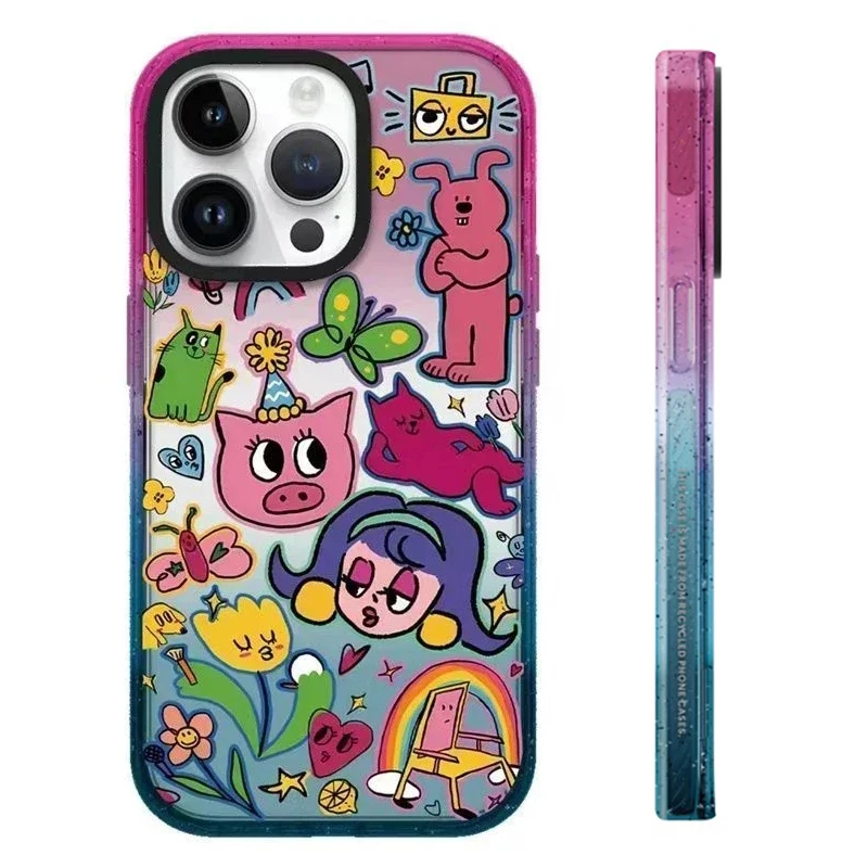 

Acrylic Colorful Border Cartoon iPhone 11 12 13 14 15 Pro Max Case - Protective iPhone Case with MagSafe