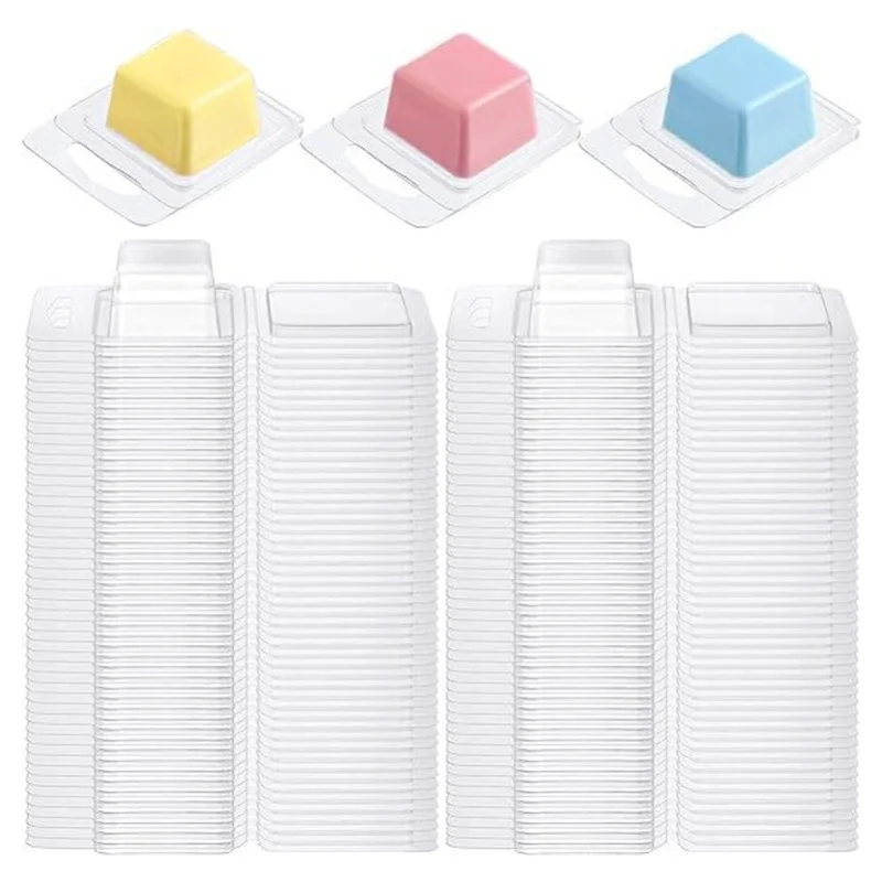 100PCS Wax Melt Molds Calmshell PET Separate Transparent Hanging Hole Empty Wax Melt Container For DIY Candles Chocolate view 3