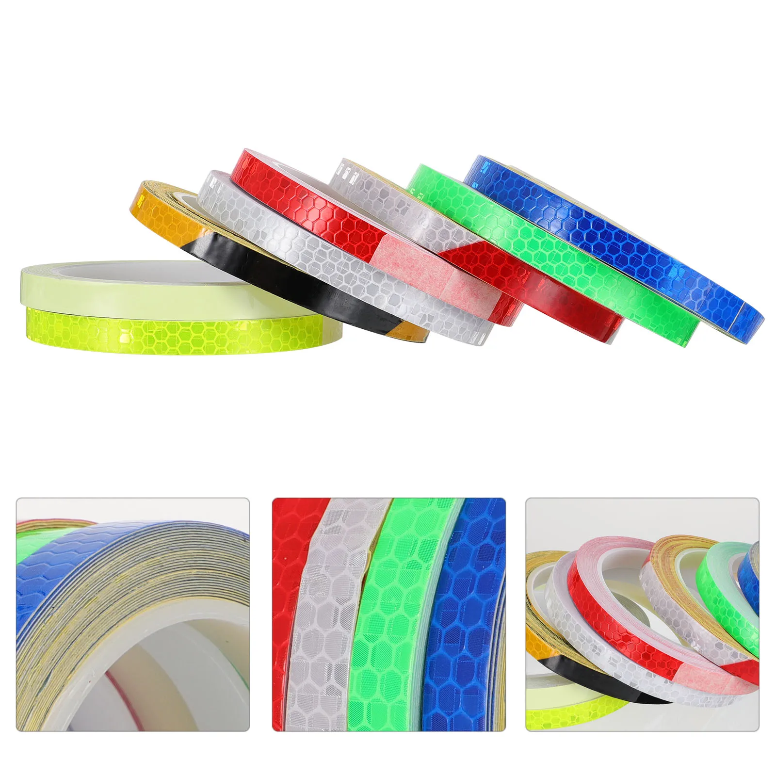 

8 Rolls Reflective Stickers Bike Warning Decals Tape Waterproof Durable Outdoor Use Mountain Bike Supplies
