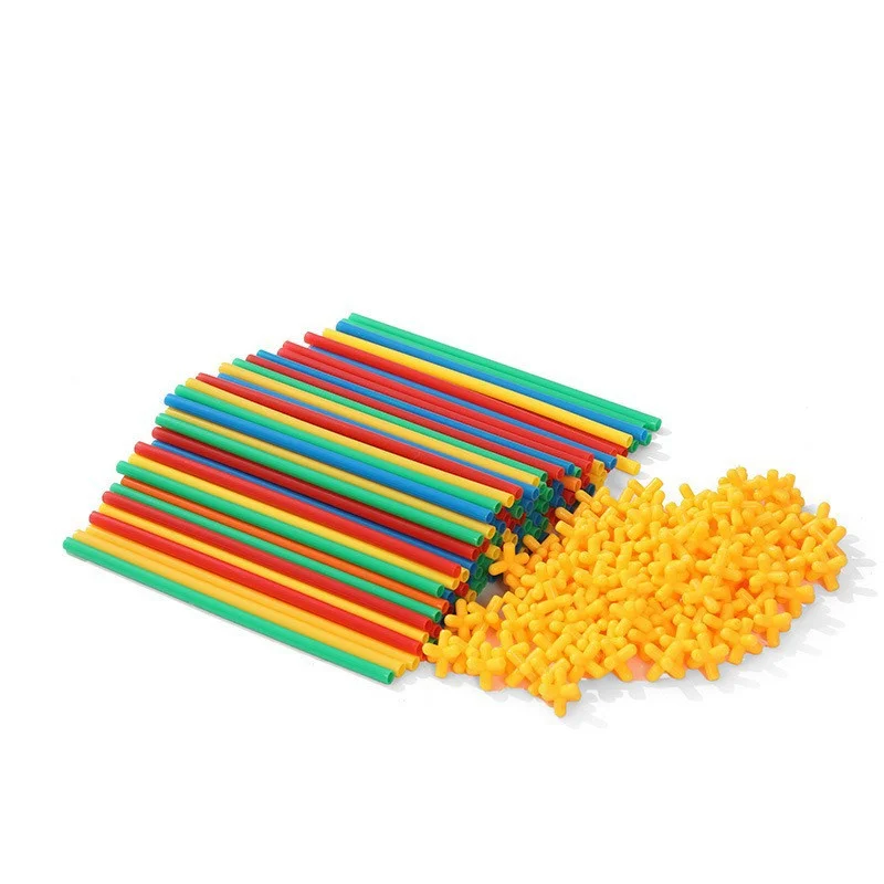 100 Pcs Straw Block Assembly Creative Toy Magic Smart Stick DIY Building Toy Kindergarten Versatile Construction Materials Toys