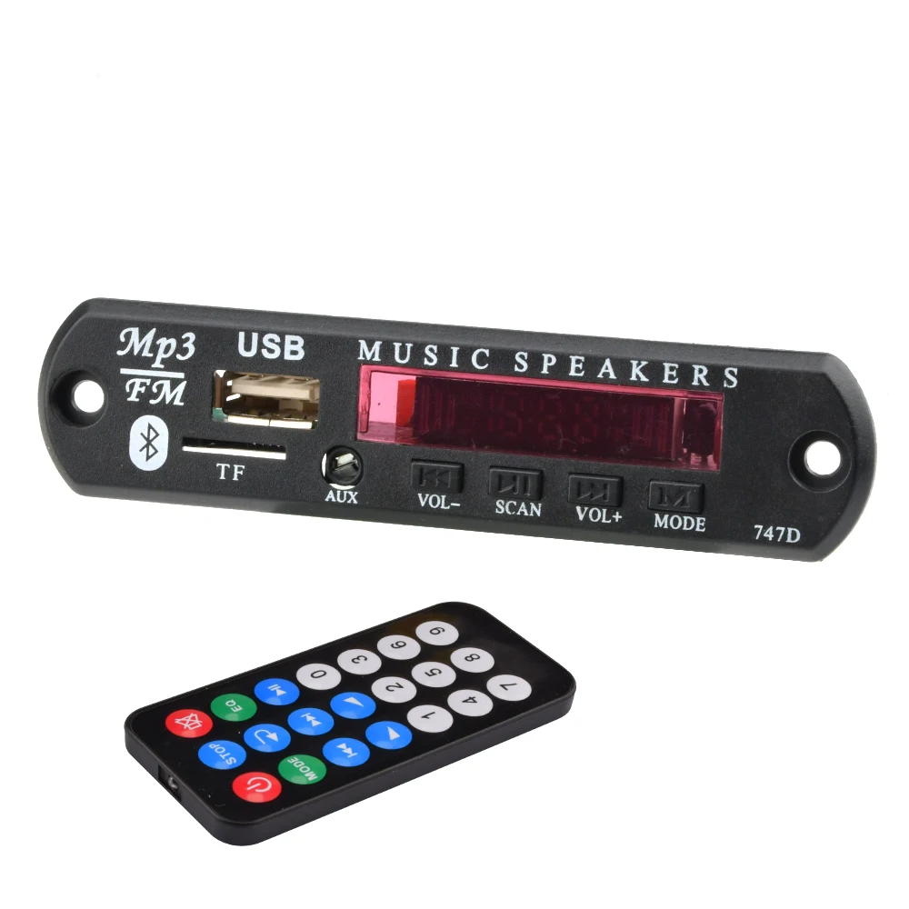 9V 12V BT 5.0 MP3 Decoder Board USB AUX TF FM Radio Lossless MP3/WMA/WAV Decoder Board Module Colors Screen Display