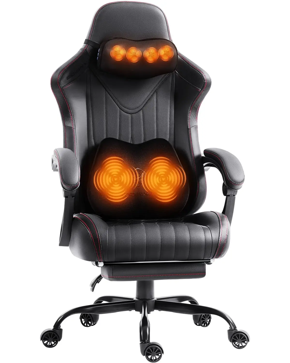 

Ergonomic Gaming Chair Shiatsu Neck Massage Lumbar Support Recliner Height Adjustable Leather Home Office, Customized