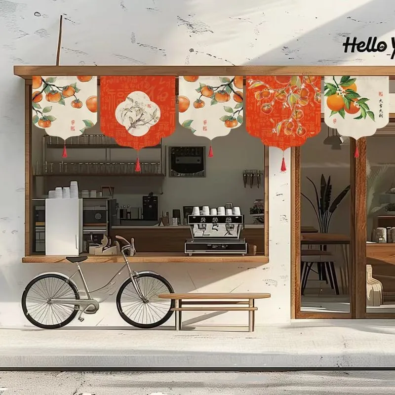 Chinese Style Festive Window Decoration New Year Dust Sun Protection Curtain Half Section Hanging Partition Decor Curtain ZJ284