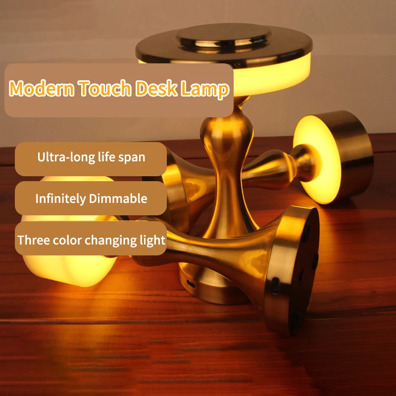 Table Lamps Retro Bar LED Touch Sensor Rechargeable Mushroom Lamp Dumbbell Bedside Lamp Restaurant Hotel Bedroom Night Lights