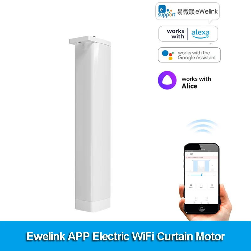 Ewelink-Motor Elétrico Inteligente Cortina, App, WiFi, Controle de Voz, Alexa, Assistente do Google, Yandex Alice, Smart Home