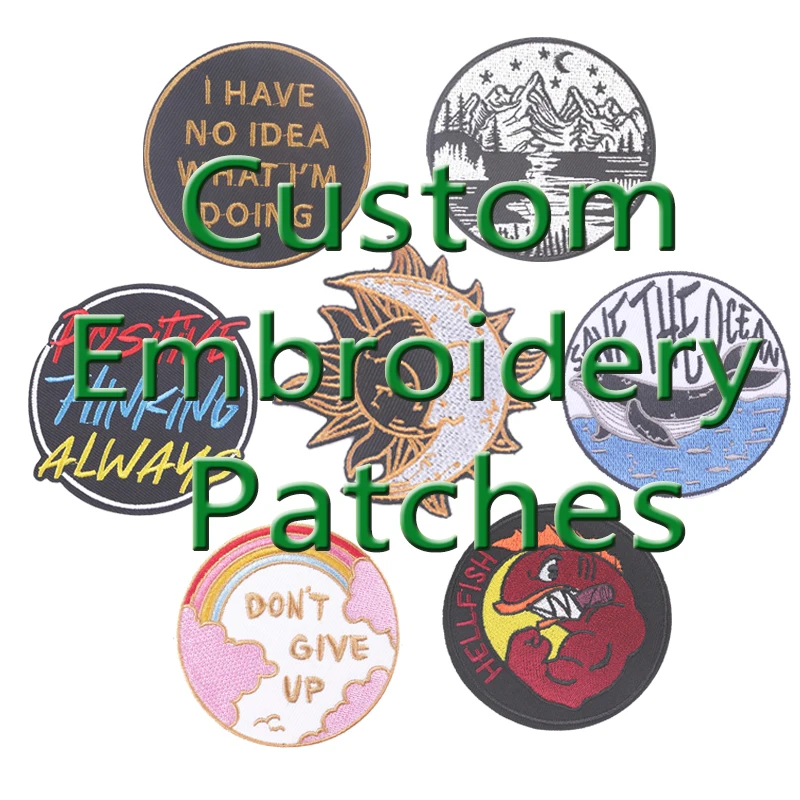 Custom Patch Embroidery Iron On Patches Logo Team Group Personalized DIY Fusible Patch Hook & Loop Patch For Clothing Jacket