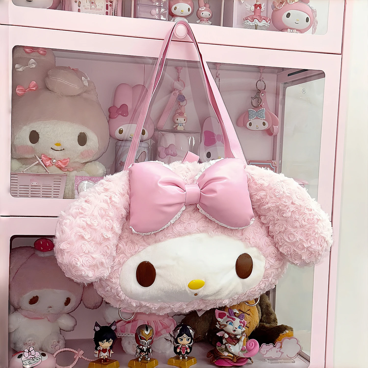 

2025 Sanrio My Melody Tote Bag Sweet Kawaii Girl Shoulder Bag Plush Student Backpack Pink Large Capacity Handbag Cartoon Cute