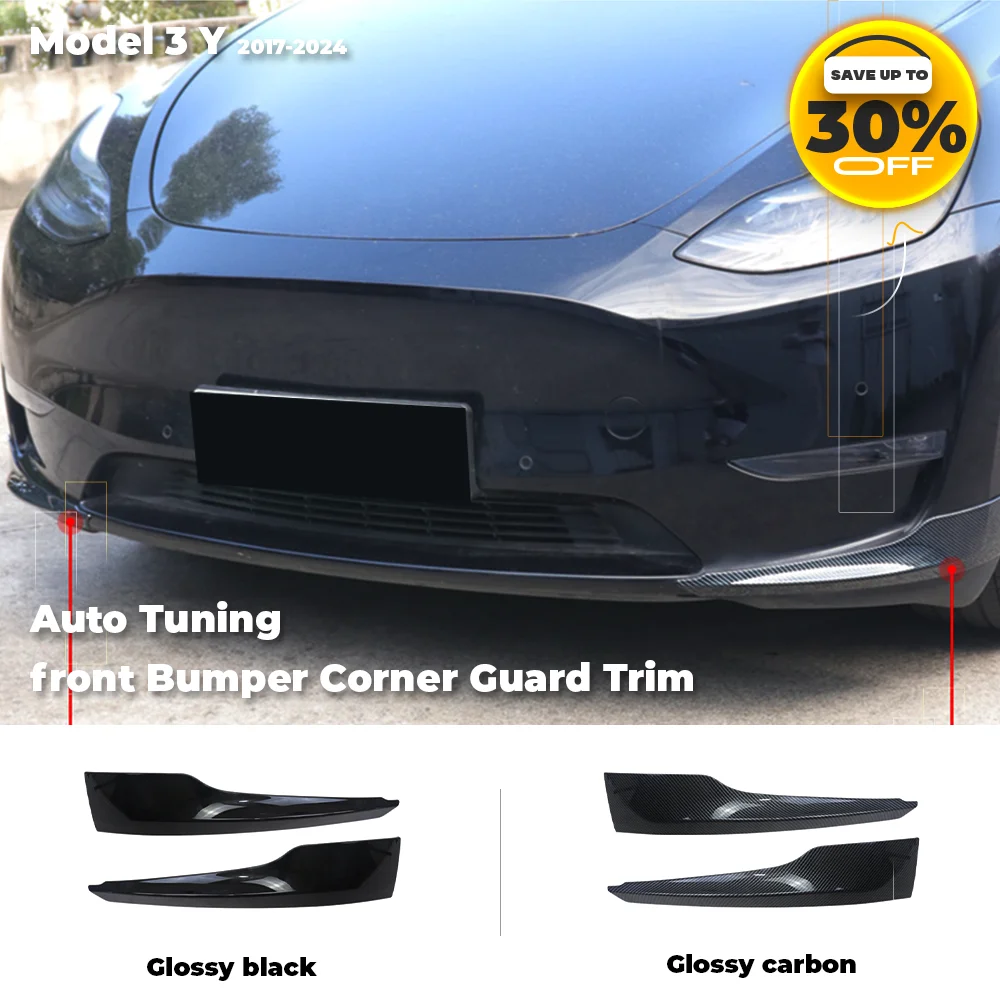 

Front Bumper Corner Guard Trim for Tesla Model 3 Y 2017-2024 Anti Collision Strip Corner Bumper Lip Protector Auto Accessories