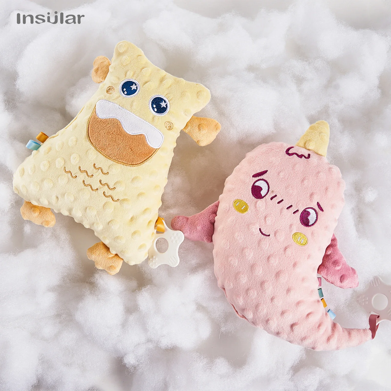 Baby Security Blanket with Tags Soft Plush Stuffed Animal Toys Lovey Soothing Sensory Toy Cute Minky Dot Fabric Cuddle Snuggle