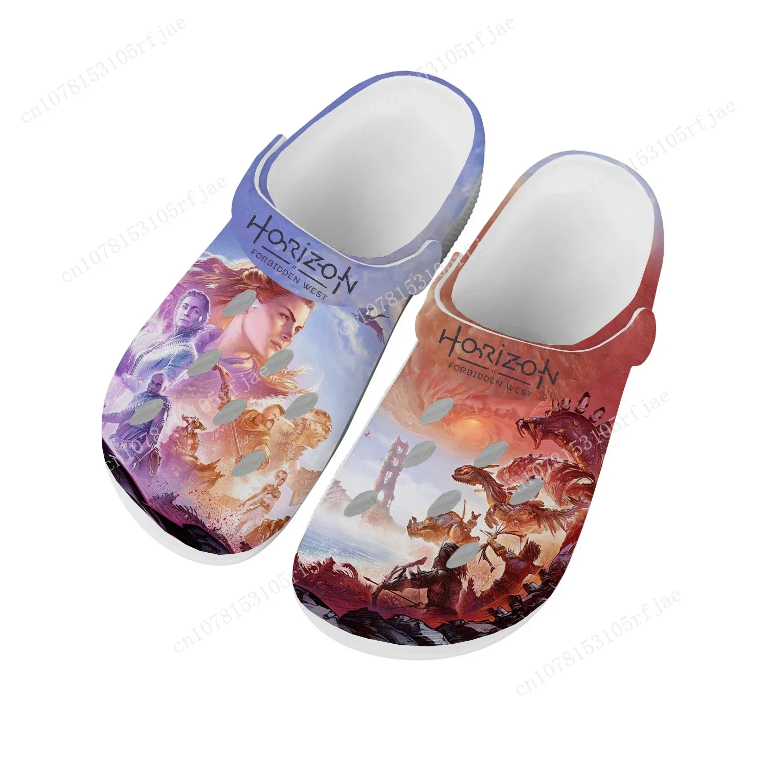 Horizon Forbidden West-zuecos de dibujos animados para hombre y mujer, sandalias de niño y niña, zapatos de jardín personalizados, zapatillas de playa con agujeros