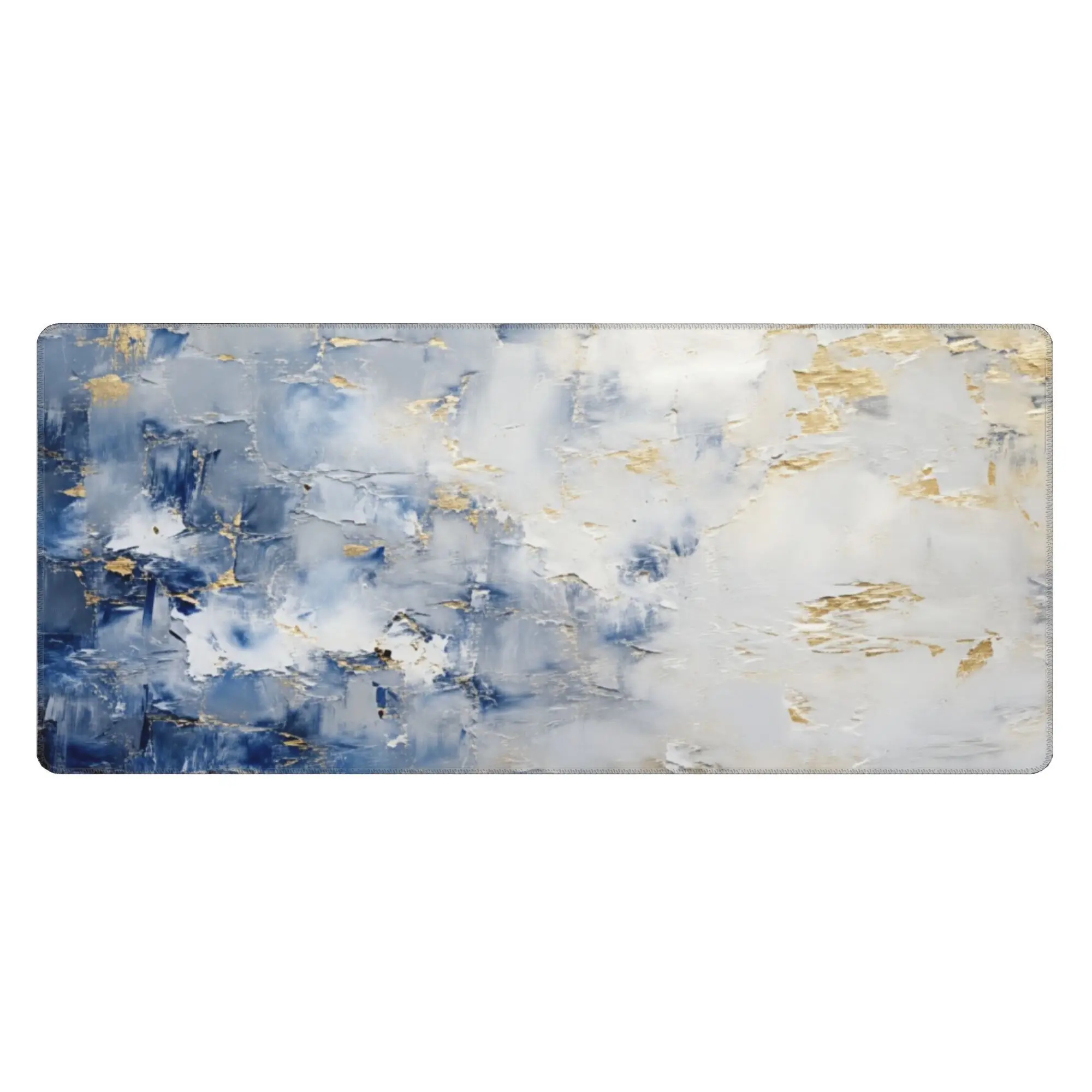 

Abstract Blue White Gold Art Mouse Pad Rubber Desk Mat Office Accessory Gift