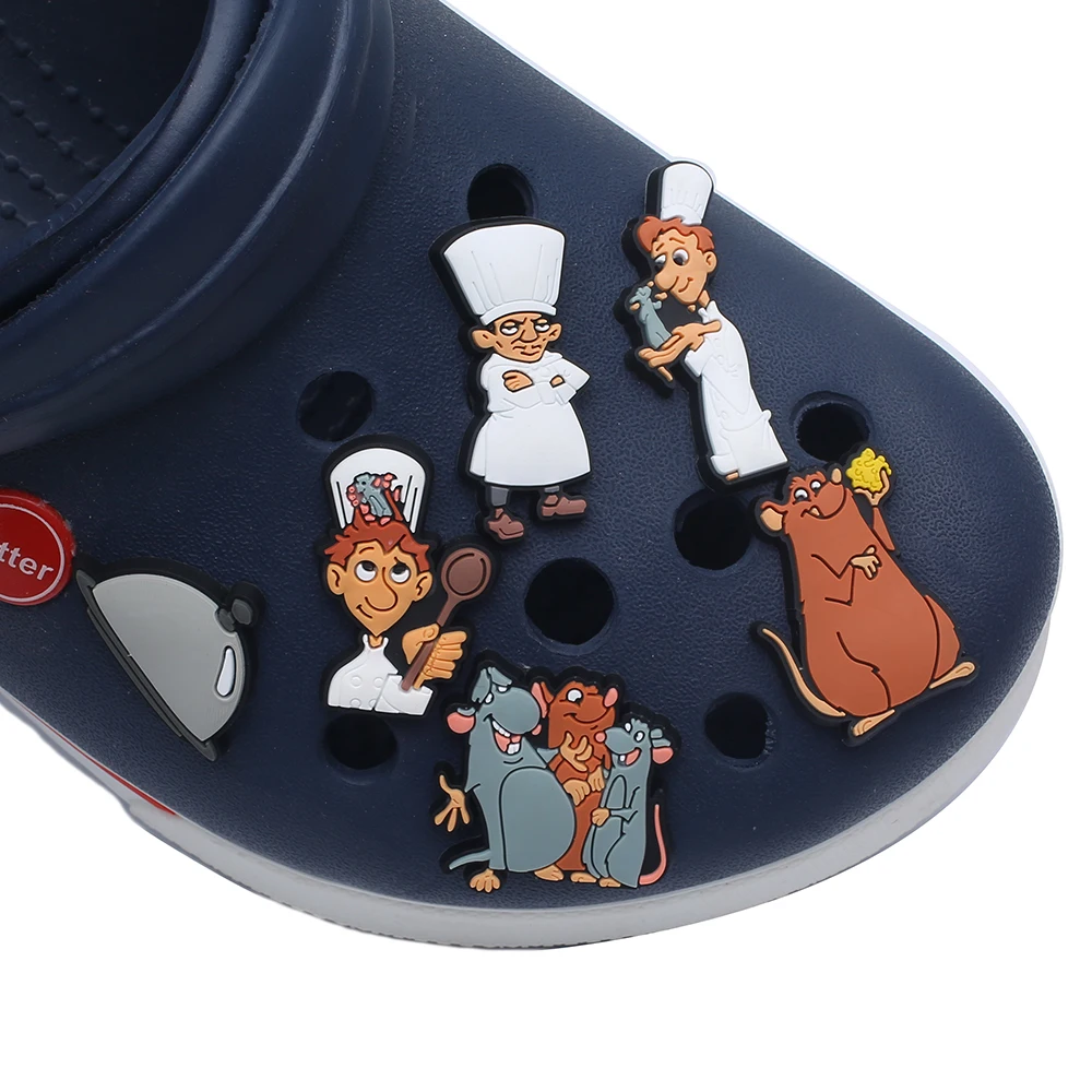 ชุดรองเท้าลายการ์ตูน Ratatouille 1ชิ้นเครื่องรางดีไซน์เนอร์สำหรับ aksesoris sepatu ของขวัญคลาสสิก Clog เด็ก X-Mas ลดกระหน่ำ