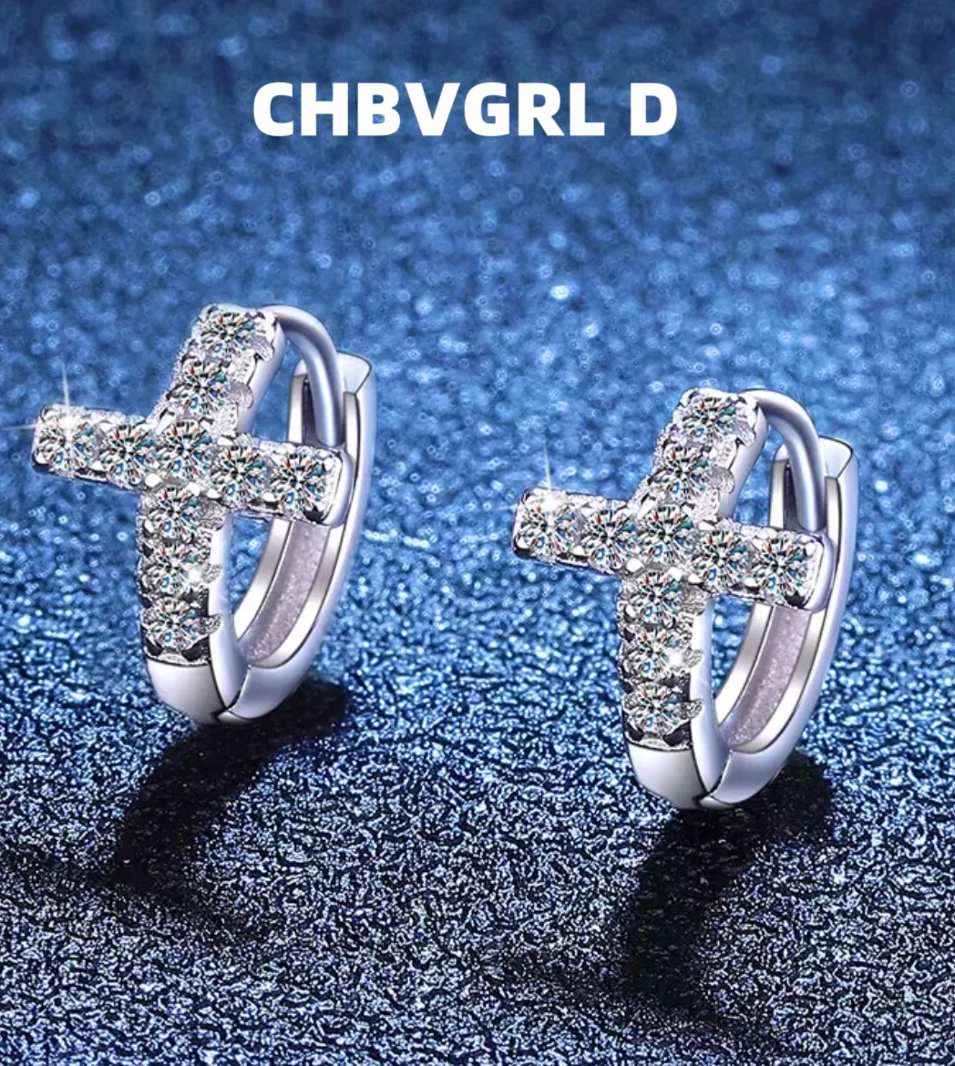 

[Personality] Moissanite Internet Celebrity Hot Sale S925 Sterling Silver Earrings Light Luxury Korean Style Versatile 30-Point