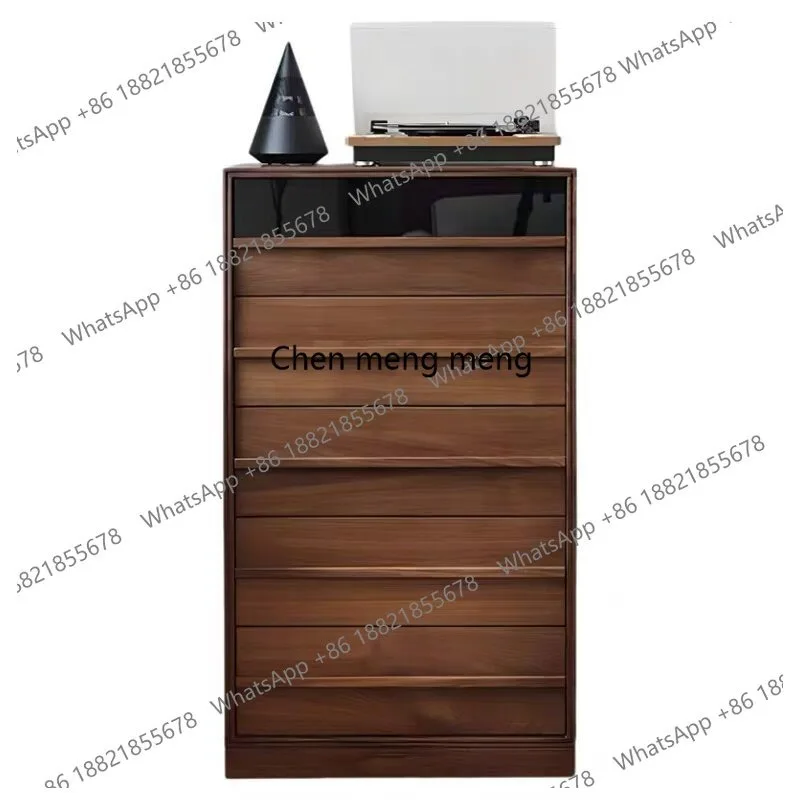 

Medieval solid wood chest of drawers Nordic modern walnut storage cabinet Solid wood locker