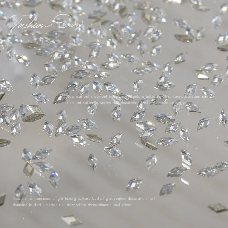 50pcs Burst Sparkle Mini Rhombus Chamfered Flat Bottom Zircon Nail Art Wear Nail Accessories Nail Drill