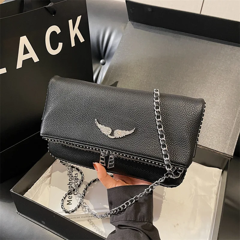 

Новая сумка-клатч 2026 года во французском стиле с цепочкой и акцентным элементом в виде крыла, трансформируемая, через плечо, элегантная повседневная сумочка, подарок для женщин