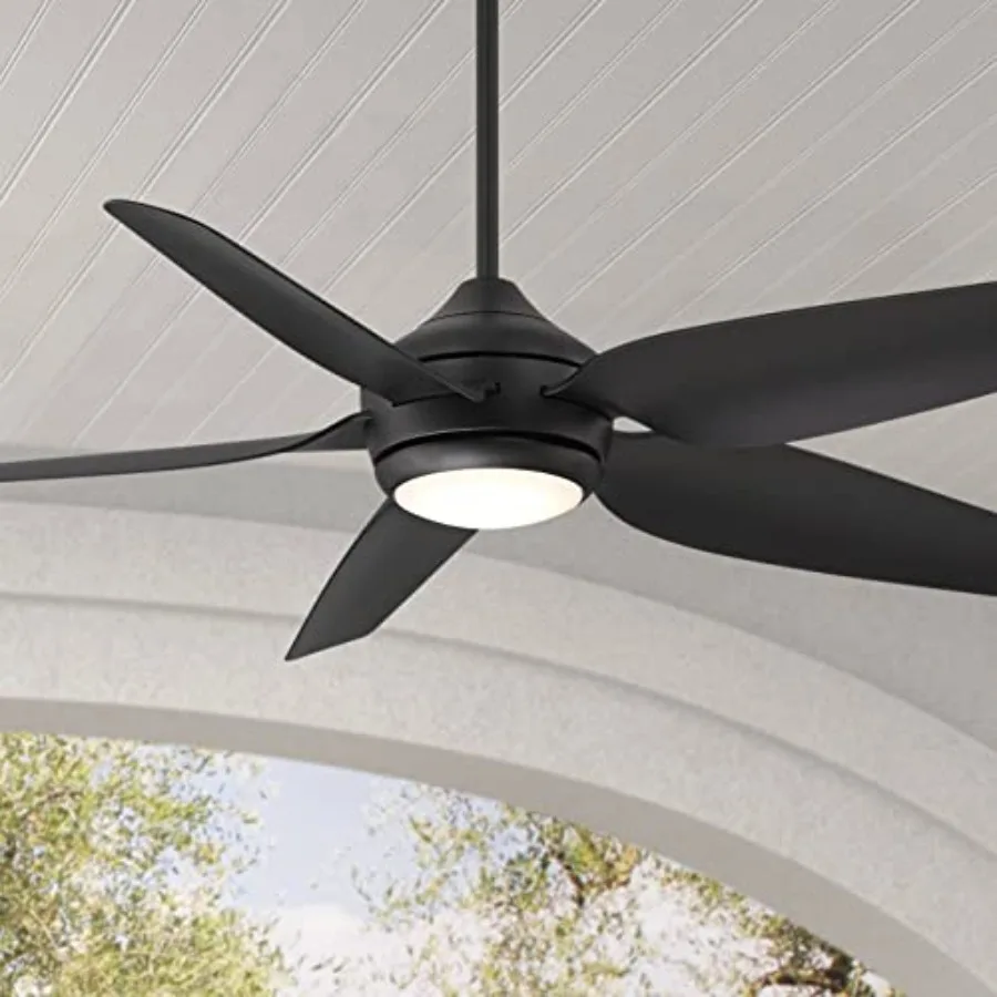 

52 Del Diego Modern Industrial Indoor Outdoor Ceiling Fan with LED Light Remote Control Matte Black Damp Rated for Patio Exteri