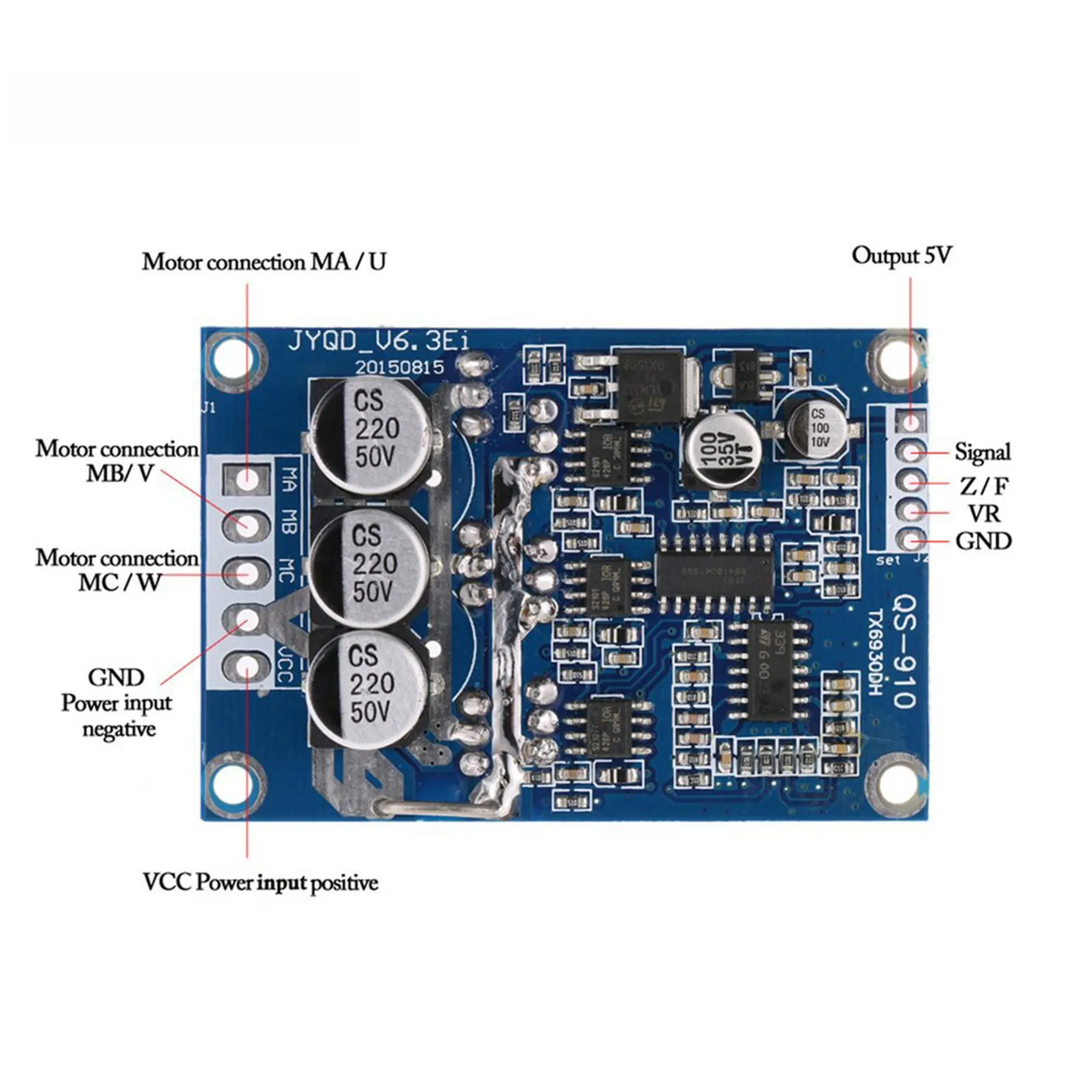 DC 12V-36V 500W Brushless Motor Controlador sem Hall PWM Controle Equilibrado Car Driver Board Uso durável