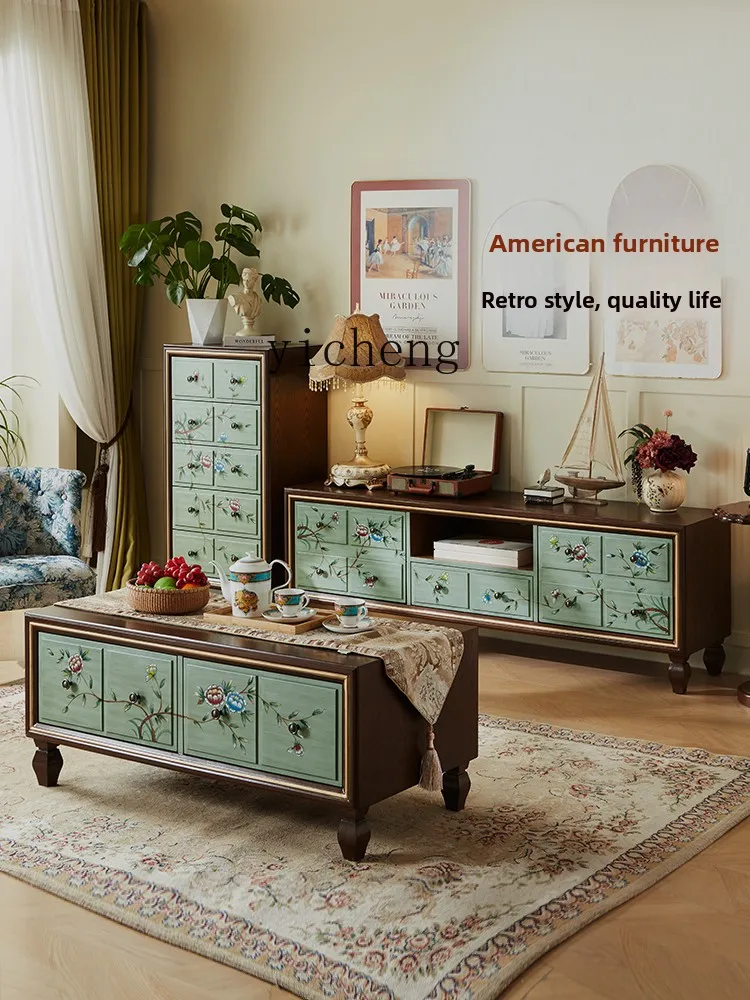 

LSL TV cabinet painted living room household small apartment storage locker coffee table combination