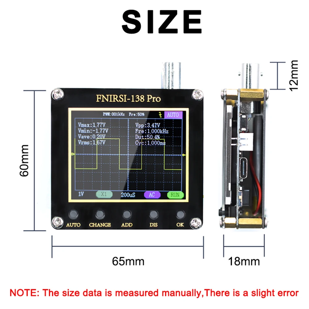 Mini TC2 oscyloskop cyfrowy ręczny 2.5 MS/s częstotliwość próbkowania 200kHz pasmo diody napięcie LCR wykrywa PWM Out Tester próbnik elektroniczny