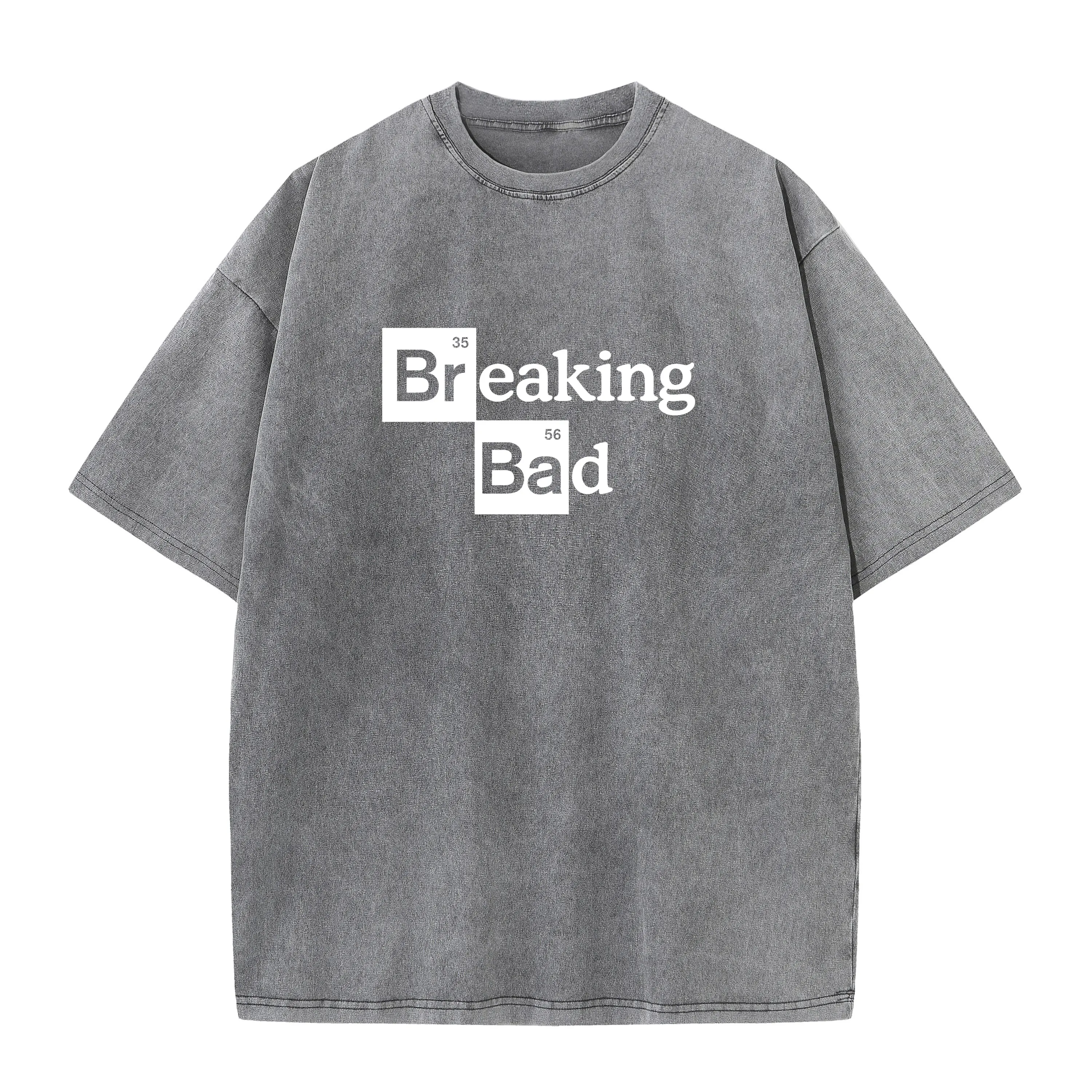 Popular TV Series Washed T shirt Breaking Bad Solid Color Print Tops Streetwear Men Sport Heisenberg Tee