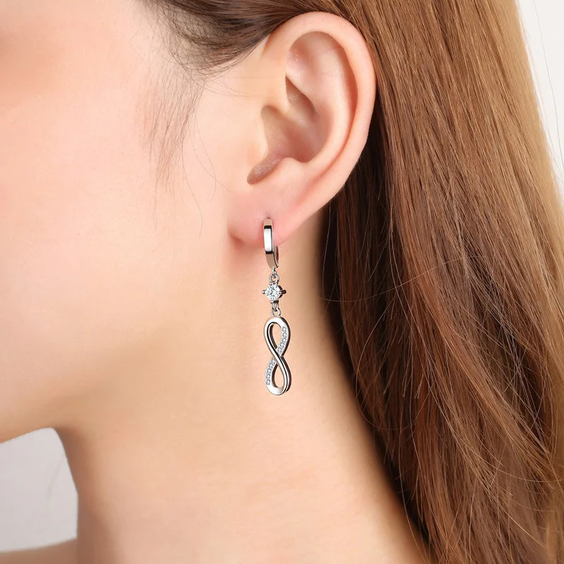 925 Sterling Silver Earrings Jewelry High Quality Retro Simple Pattern Purple White Zircon Earrings Hot Sale