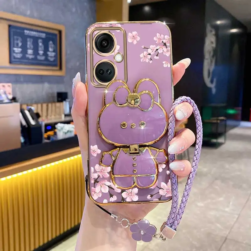 محظوظ البرسيم حزام الحبل الوردي زهرة حامل هاتف الحال بالنسبة Oneplus 9 9r 8T 10 Ace 11 11R 12 Pro Ace 2b 2 3 3 فولت حامل غطاء