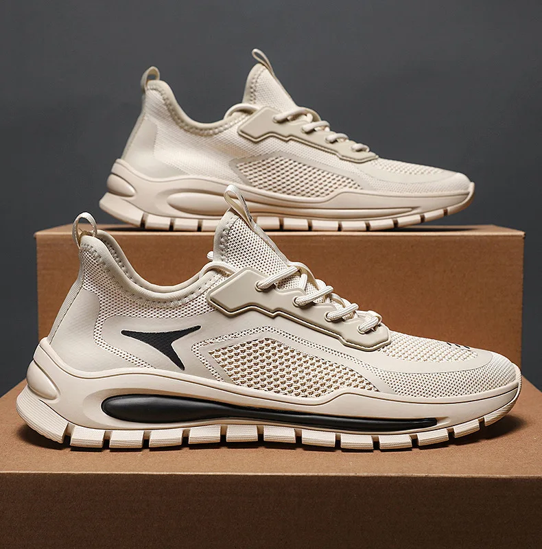 Men Mesh Woven Breathable Sneakers Non Slip Soft Sole Casual Walking Shoes Lightweight Outdoor Driving Walking Male Footwear