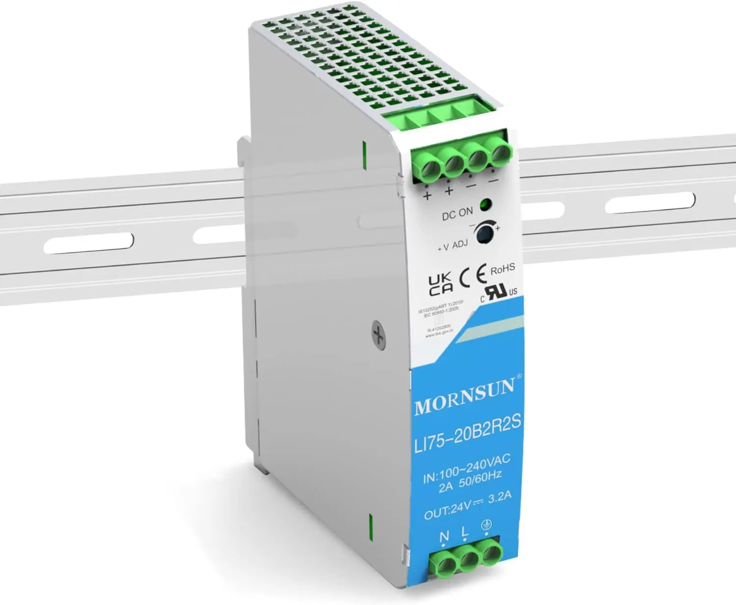 24V Din Rail AC/DC Power Supply - 75W 24V 3.2A Output, Reliable&Cost Effective for Industrial Applications - High Efficiency