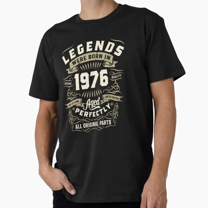 70s Retro Born in 1976 vintage 50th birthday gift Gift T shirt Men's 100% cotton Short Sleeve Graphic clothes All size tee S-6XL