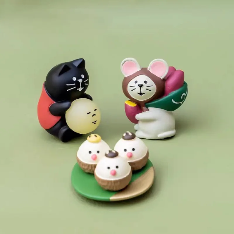 Mid-Autumn Festival-style Cat Ornaments ZAKKA Moon Cake Decoration Resin Desktop Ornaments INS Doll Crafts Collections - Image 3
